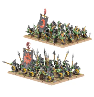 Zeigt die Reihe Orc and Goblin Tribes und nicht Night Goblin Mobs im Besonderen — dasselbe Bild steht für 4 Einheiten dieser Armee.