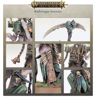 Pokazuje serię Chaos Dwarfs, a nie konkretnie Sorcerer-Prophet — to samo zdjęcie reprezentuje 2 jednostki tej armii.