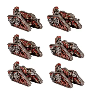 Muestra la gama Mechanicum Taghmata y no Krios Battle Tank Squadron en particular — la misma imagen representa a 3 unidades de este ejército.