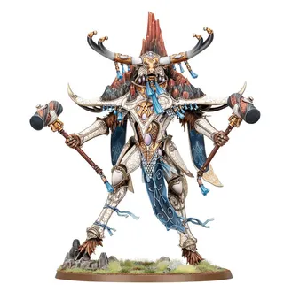 Pokazuje serię Lumineth Realm-lords, a nie konkretnie Avalenor, the Stoneheart King — to samo zdjęcie reprezentuje 2 jednostki tej armii.