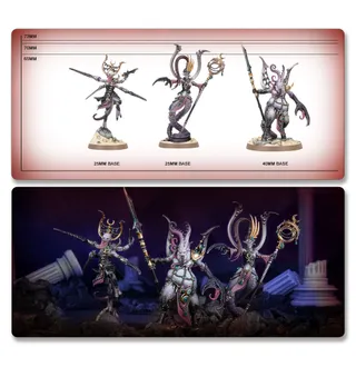Muestra la gama Hedonites of Slaanesh y no Thricefold Discord en particular — la misma imagen representa a 2 unidades de este ejército.