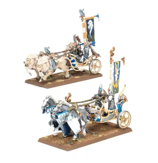 Zeigt die Reihe High Elf Realms und nicht Lion Chariot of Chrace im Besonderen — dasselbe Bild steht für 2 Einheiten dieser Armee.
