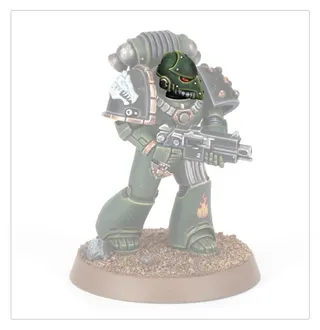 Pokazuje serię Salamanders (XVIII), a nie konkretnie Sanctifier Squad — to samo zdjęcie reprezentuje 6 jednostek tej armii.