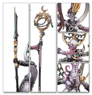 Muestra la gama Hedonites of Slaanesh y no Thricefold Discord en particular — la misma imagen representa a 2 unidades de este ejército.