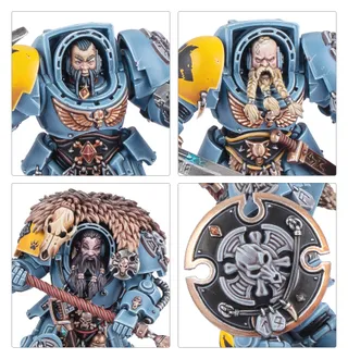 Muestra la gama Space Wolves y no Wolf Guard Terminators en particular — la misma imagen representa a 7 unidades de este ejército.