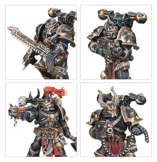 Muestra la gama Chaos Space Marines y no Sorcerous Champion [Crucible] en particular — la misma imagen representa a 3 unidades de este ejército.