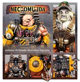Zeigt die Reihe Slave Ogryn und nicht 'Jotunn' H-Grade Industrial Servitor Ogryns im Besonderen — dasselbe Bild steht für 5 Einheiten dieser Armee.