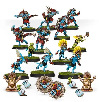 Muestra la gama Lizardmen y no Saurus Blocker en particular — la misma imagen representa a 3 unidades de este ejército.