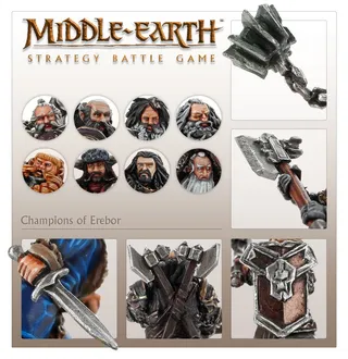Muestra la gama Erebor Reclaimed y no Dwalin the Dwarf, Champion of Erebor en particular — la misma imagen representa a 12 unidades de este ejército.