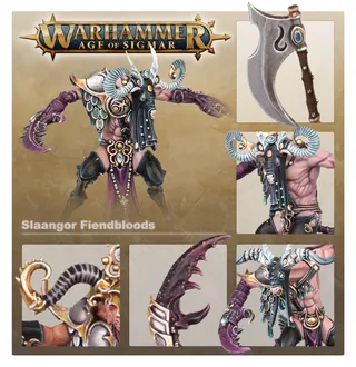 Muestra la gama Hedonites of Slaanesh y no Slaangor Fiendbloods en particular — la misma imagen representa a 2 unidades de este ejército.