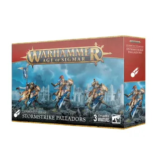 Pokazuje serię Stormcast Eternals, a nie konkretnie Stormstrike Palladors (Scourge of Aqshy) — to samo zdjęcie reprezentuje 2 jednostki tej armii.