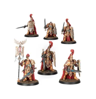 Pokazuje serię Legio Custodes, a nie konkretnie Sagittarum Guard Sodality — to samo zdjęcie reprezentuje 4 jednostki tej armii.