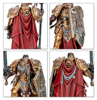 Pokazuje serię Legio Custodes, a nie konkretnie Sagittarum Guard Sodality — to samo zdjęcie reprezentuje 4 jednostki tej armii.