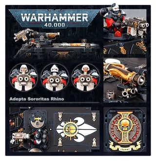 Показує серію Adepta Sororitas, а не саме Sororitas Rhino — те саме зображення представляє 2 підрозділи цієї армії.