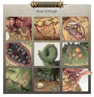 Muestra la gama Beasts of Chaos y no Centigors en particular — la misma imagen representa a 16 unidades de este ejército.