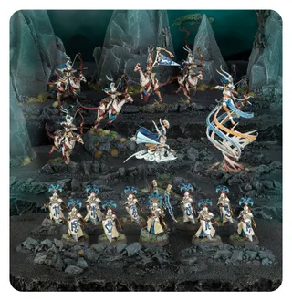 Zeigt die Reihe Lumineth Realm-lords und nicht Thyrielle's Zephyrites im Besonderen — dasselbe Bild steht für 2 Einheiten dieser Armee.