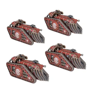 Muestra la gama Mechanicum Taghmata y no Warhound Hunting Pack en particular — la misma imagen representa a 2 unidades de este ejército.