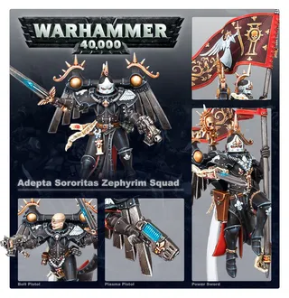 Показує серію Adepta Sororitas, а не саме Zephyrim Squad — те саме зображення представляє 2 підрозділи цієї армії.