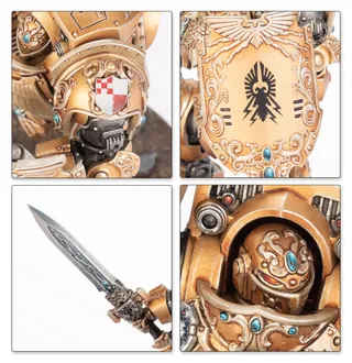 Pokazuje serię Adeptus Custodes, a nie konkretnie Contemptor-Achillus Dreadnought — to samo zdjęcie reprezentuje 2 jednostki tej armii.