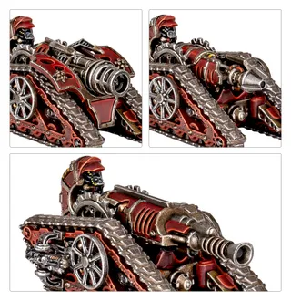 Muestra la gama Mechanicum Taghmata y no Krios Battle Tank Squadron en particular — la misma imagen representa a 3 unidades de este ejército.