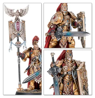 Pokazuje serię Legio Custodes, a nie konkretnie Sagittarum Guard Sodality — to samo zdjęcie reprezentuje 4 jednostki tej armii.