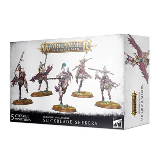 Muestra la gama Hedonites of Slaanesh y no Blissbarb Seekers en particular — la misma imagen representa a 3 unidades de este ejército.