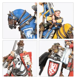 Muestra la gama Kingdom of Bretonnia - Bretonnian Exiles y no Border Princes Brigands en particular — la misma imagen representa a 6 unidades de este ejército.