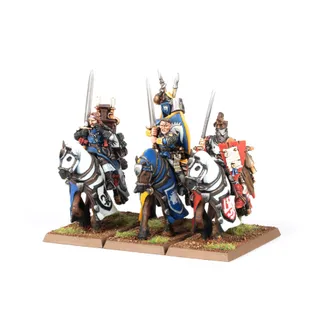 Muestra la gama Kingdom of Bretonnia - Bretonnian Exiles y no Border Princes Brigands en particular — la misma imagen representa a 6 unidades de este ejército.