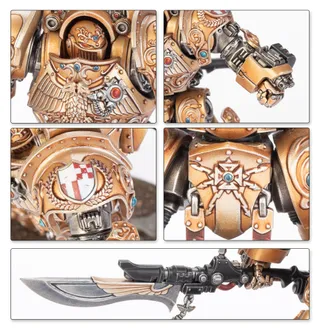 Pokazuje serię Adeptus Custodes, a nie konkretnie Contemptor-Achillus Dreadnought — to samo zdjęcie reprezentuje 2 jednostki tej armii.