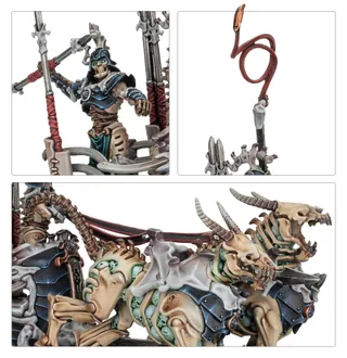 Muestra la gama Ossiarch Bonereapers y no Kavalos War Chariot en particular — la misma imagen representa a 3 unidades de este ejército.