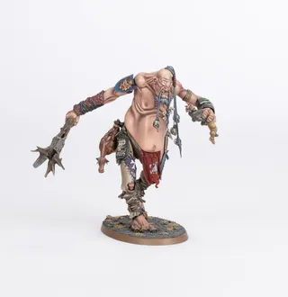 Pokazuje serię Sons of Behemat, a nie konkretnie Mancrusher Gargant (Scourge of Aqshy) — to samo zdjęcie reprezentuje 2 jednostki tej armii.