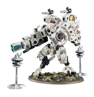 Pokazuje serię T'au Empire, a nie konkretnie Riptide Battlesuit — to samo zdjęcie reprezentuje 2 jednostki tej armii.