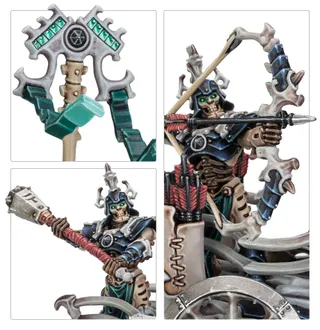 Muestra la gama Ossiarch Bonereapers y no Kavalos War Chariot en particular — la misma imagen representa a 3 unidades de este ejército.