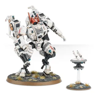 Pokazuje serię T'au Empire, a nie konkretnie Commander in Coldstar Battlesuit — to samo zdjęcie reprezentuje 3 jednostki tej armii.
