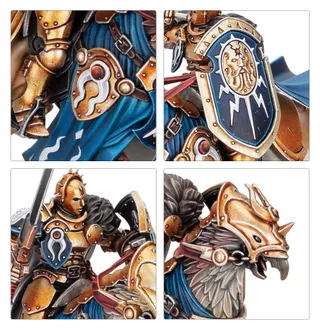 Pokazuje serię Stormcast Eternals, a nie konkretnie Stormstrike Palladors (Scourge of Aqshy) — to samo zdjęcie reprezentuje 2 jednostki tej armii.